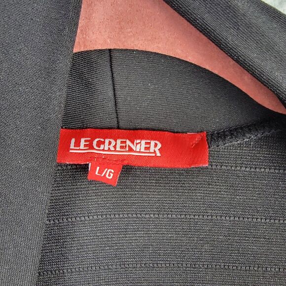 Le Grenier Waterfall Cardigan L Striped Black Gray Stud Embellished Statement - Picture 3 of 10